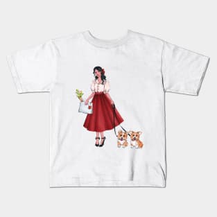 A Girl and Corgies Kids T-Shirt